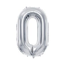 Balon Foliowy Cyfra 0 Srebrny 72cm do Powietrza i Helu