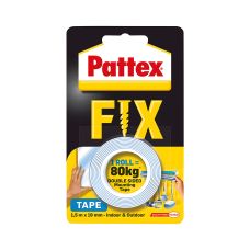 Taśma dwustronna PATTEX FIX, mocowanie do 80kg, długość 1,5m x 19mm, 1 sztuka