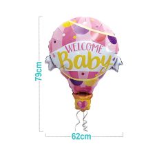 Balon foliowy Welcome Baby różowy w kształcie balonu na ogrzane powietrze 79 cm