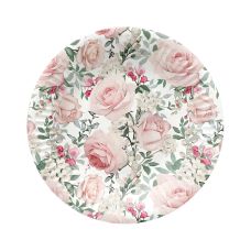 Talerz papierowy okrągły z wzorem Roses średnica 18 cm elegancki 1 sztuka