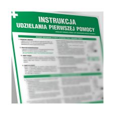 Znak instrukcja udzielania pierwszej pomocy na płycie PCV 245x350mm nieświecący