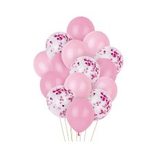 Zestaw balonów dekoracyjnych PARTY GO różowe z konfetti 25-30 cm 15 sztuk