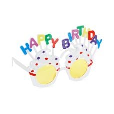 Okulary Imprezowe Babeczka Happy Birthday Białe 18.5x11.5 cm