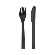 Sztućce plastikowe czarne 18-18.5 cm (12 sztuk)