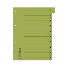 Przekładka kartonowa DONAU A4 235x300mm z perforacją 0-9 zielona