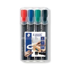 Marker Staedtler Lumocolor wodoodporny ścięty 4 Kolory box
