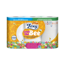 Ręcznik papierowy kuchenny Foxy LOVE THE BEE, biały, tłoczony, chłonny, 3 rolki
