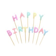 Świeczki urodzinowe Happy Birthday z napisem, wysokość 8 cm, 1 opakowanie