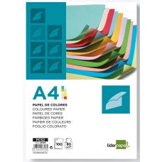 Papier kolorowy LIDERPAPEL, 10x neonowy, 100 arkuszy, mix kolorów
