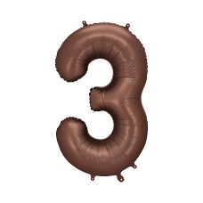 Balon Foliowy Cyfra 3 Satynowy Mocca 86cm do Powietrza i Helu
