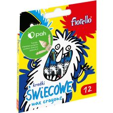 Kredki Świecowe Fiorello EXTRA 12 Kolorów Jaskrawych Kryjących