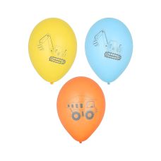 Balony lateksowe wzór pojazdy budowlane mix kolorów 29 cm 6 sztuk