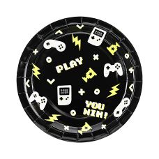 Talerzyki Papierowe Jednorazowe Gamepady Mix Kolorów 23 cm 6 sztuk